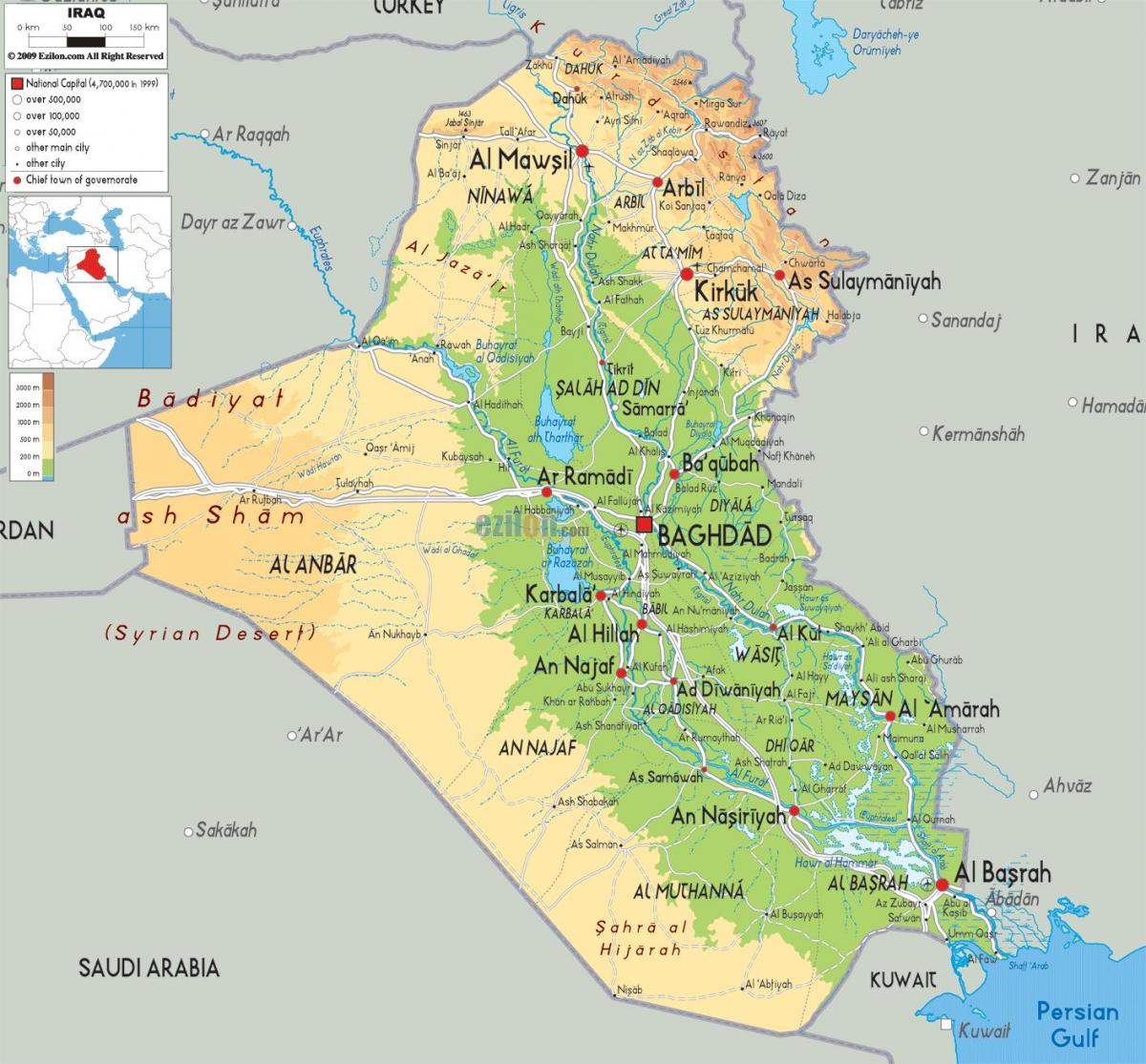 Karte von Irak Geographie