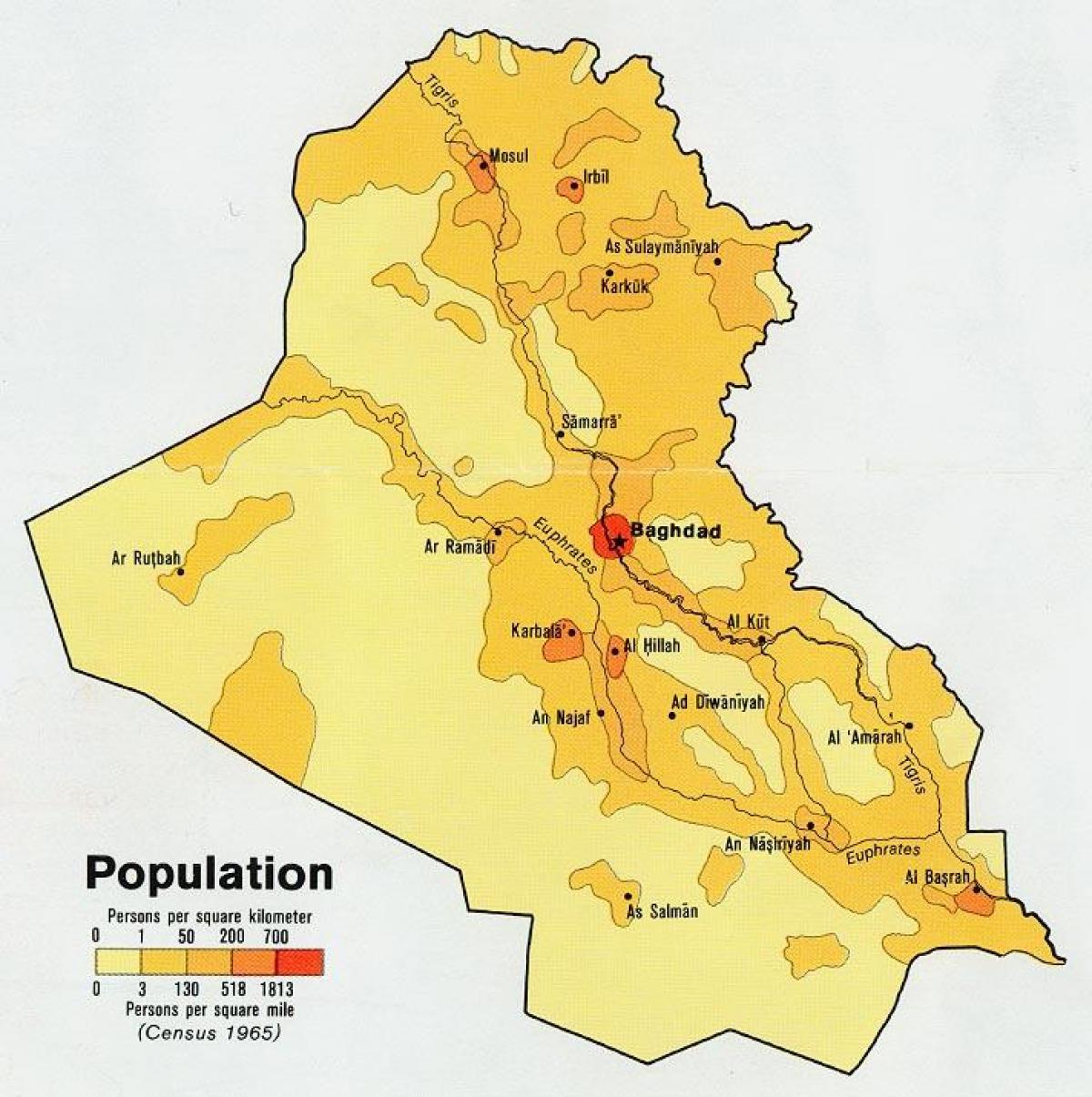 Karte von Irak Bevölkerung